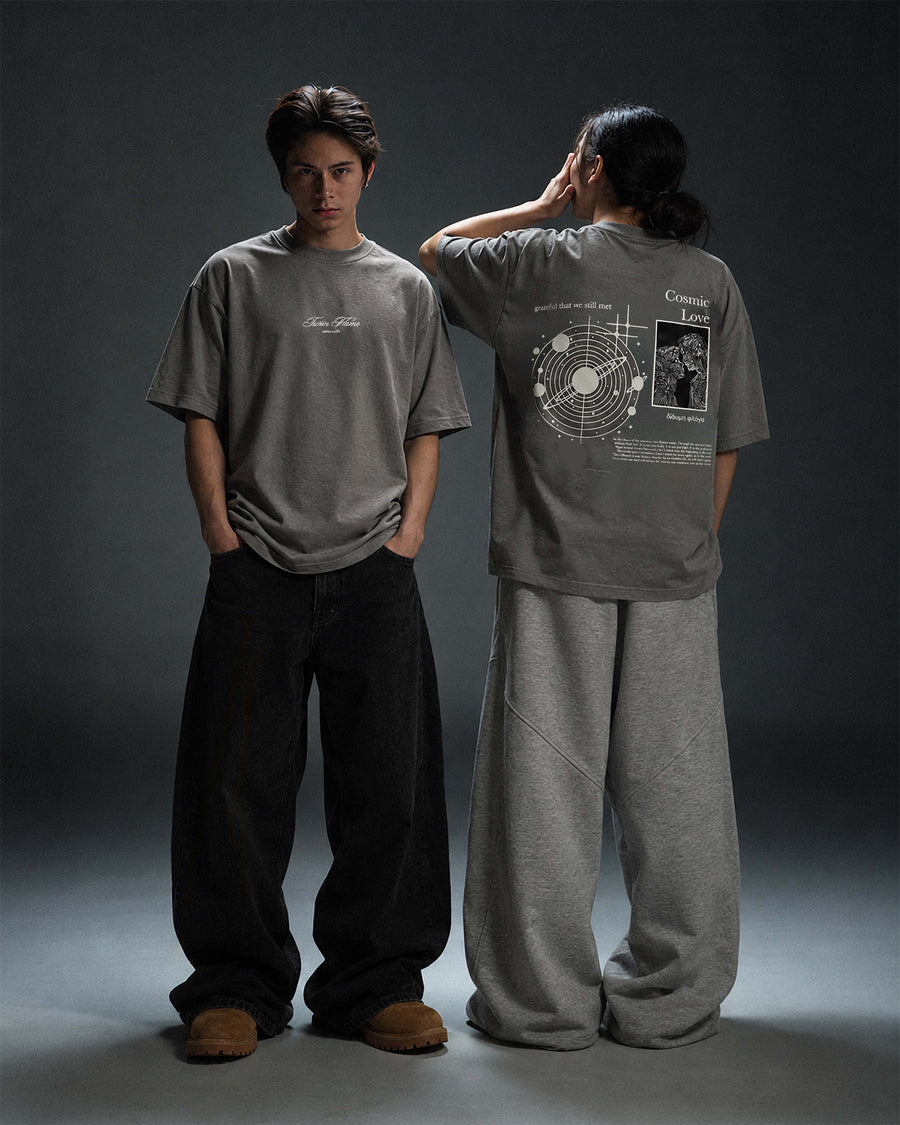 COSMIC LOVE - Short Sleeve Oversize Tee (Gray)